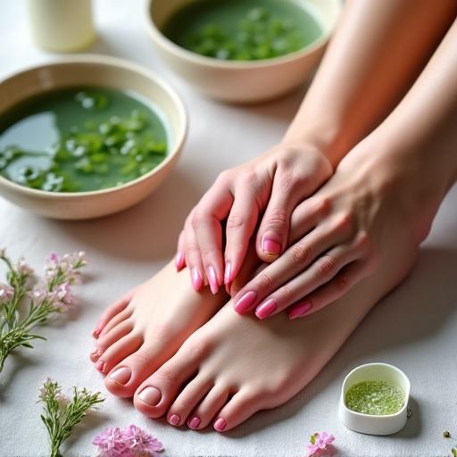 Organic nail care and spa pedicure treatment